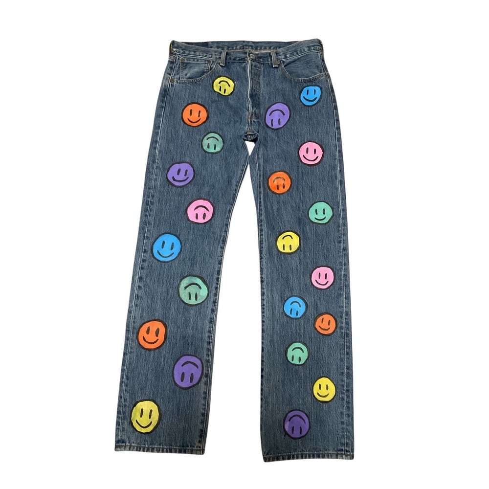Levis 501 Red Tab BUTTON FLY Mens Custom Jeans 34x34 (Actual 34x33)